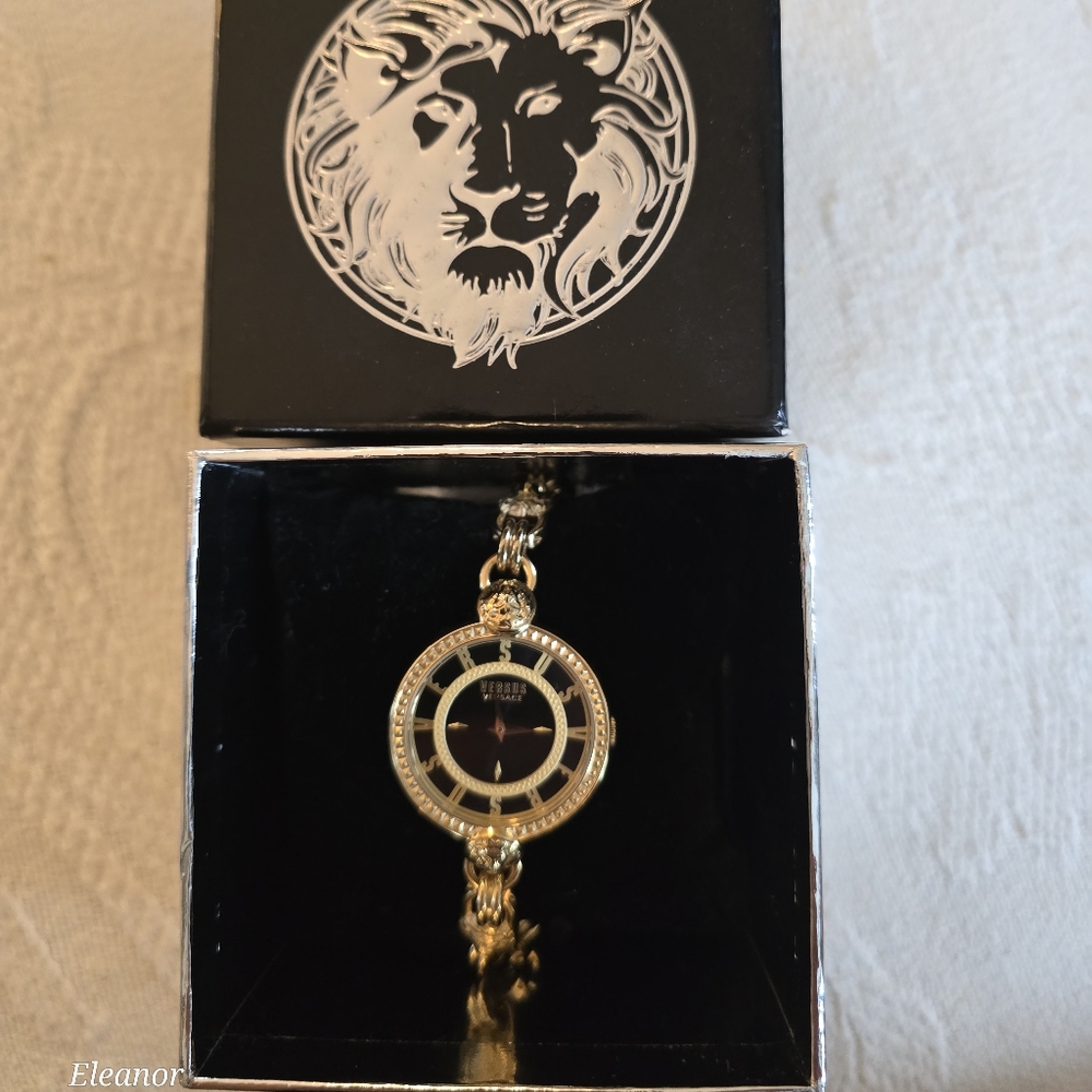 Versus Versace Gold and Black Watch with Ornate Design